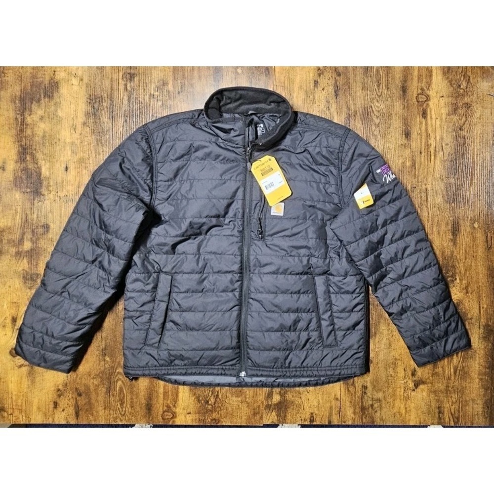 Carhartt Gilliam Rain Defender Puffer Jacket Men's Large Black Logo NWT